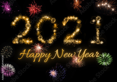 2021 Happy New Year firework text 