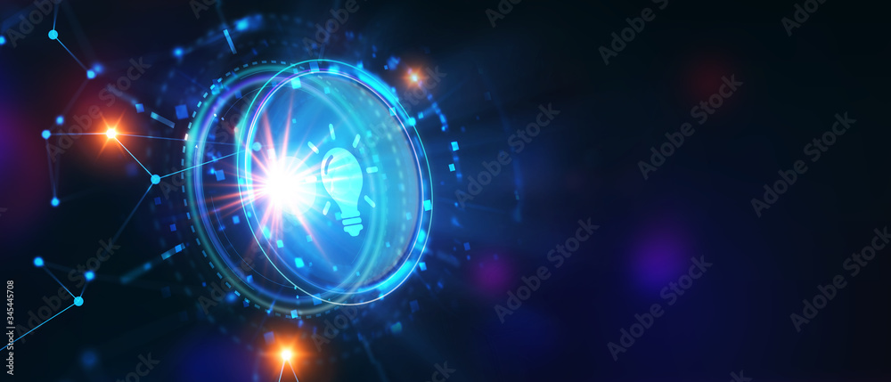 Fototapeta premium Business, technology, internet and networking concept. Light Bulb innovation Solution.