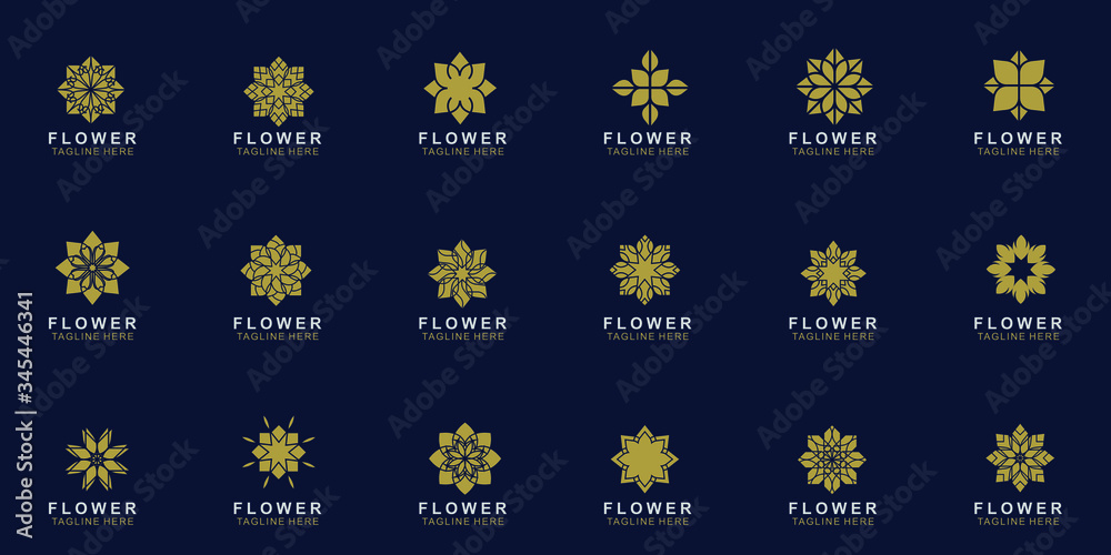 set of flowers logo design