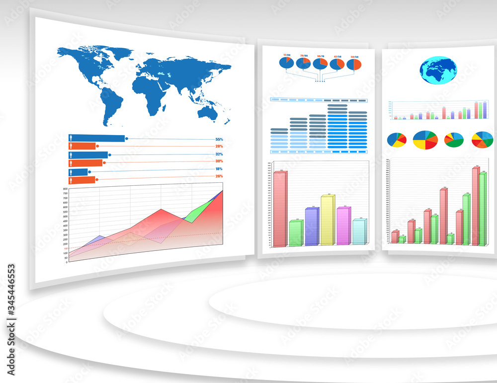 Business charts and infographics - 3d rendering