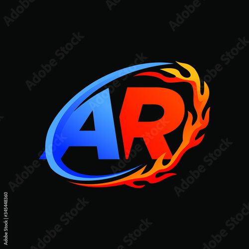 Initial Letters AR Fire Logo Design