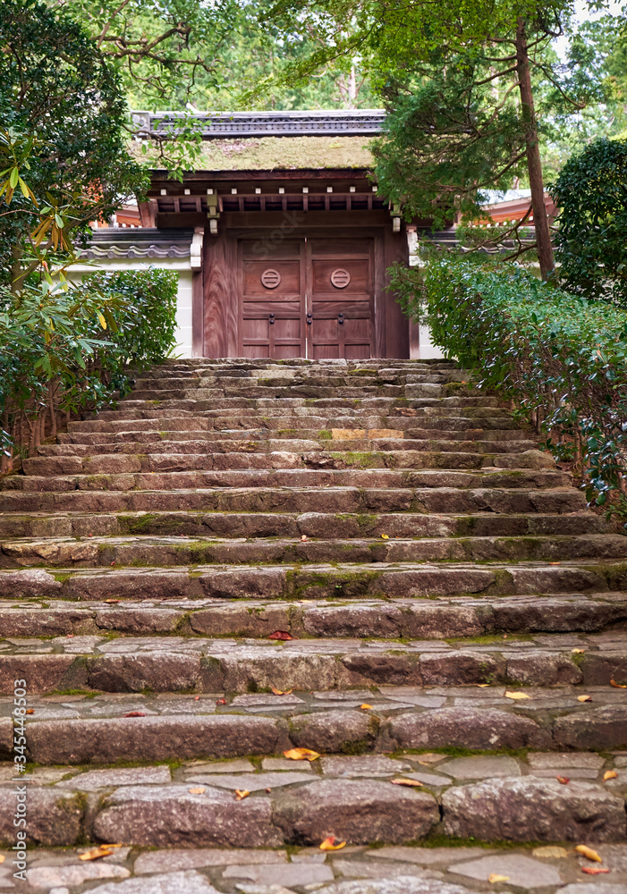 The stone steps leading to the rear gate of the Ryoan-ji temple. Kyoto. Japan The stone steps leading to the rear gate of the Ryoan-ji temple. Kyoto. Japan