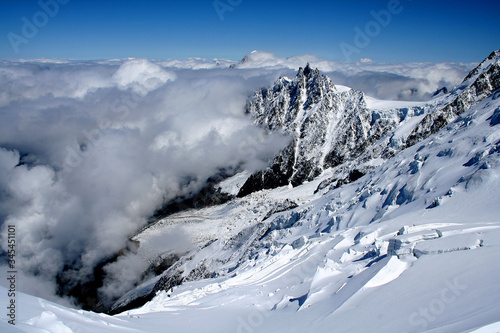 Mount Aiguille du Midi in French Alps  France. This picture was taken from the Mont Blanc.