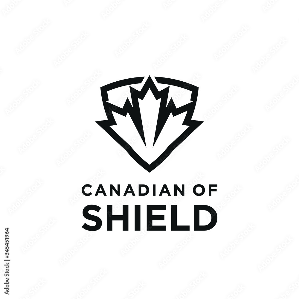 outline canadian shield with maple leaf outline canadian shield with maple leaf