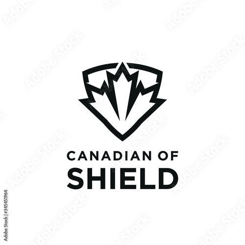 outline canadian shield with maple leaf