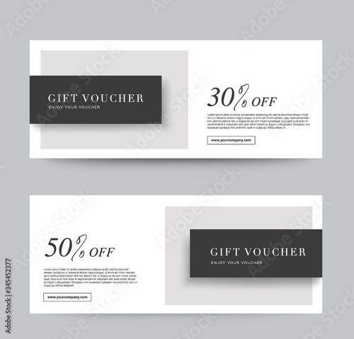 Gift Voucher Template Promotion Sale discount, Minimal black and white background, vector illustration