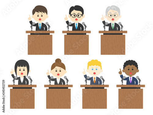 演説する人のイラストセット