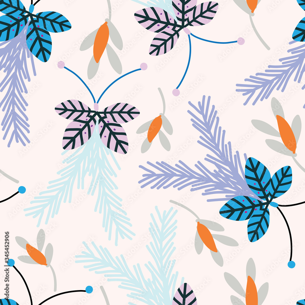 Light with stripy moths or butterflies with long antennae seamless pattern background design. Light with stripy moths or butterflies with long antennae seamless pattern background design.