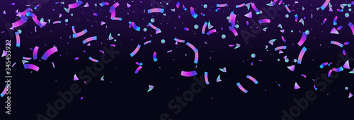 Confetti background colorful explosion. Holographic with Light Glitch Effect. Abstract vector illustration banner