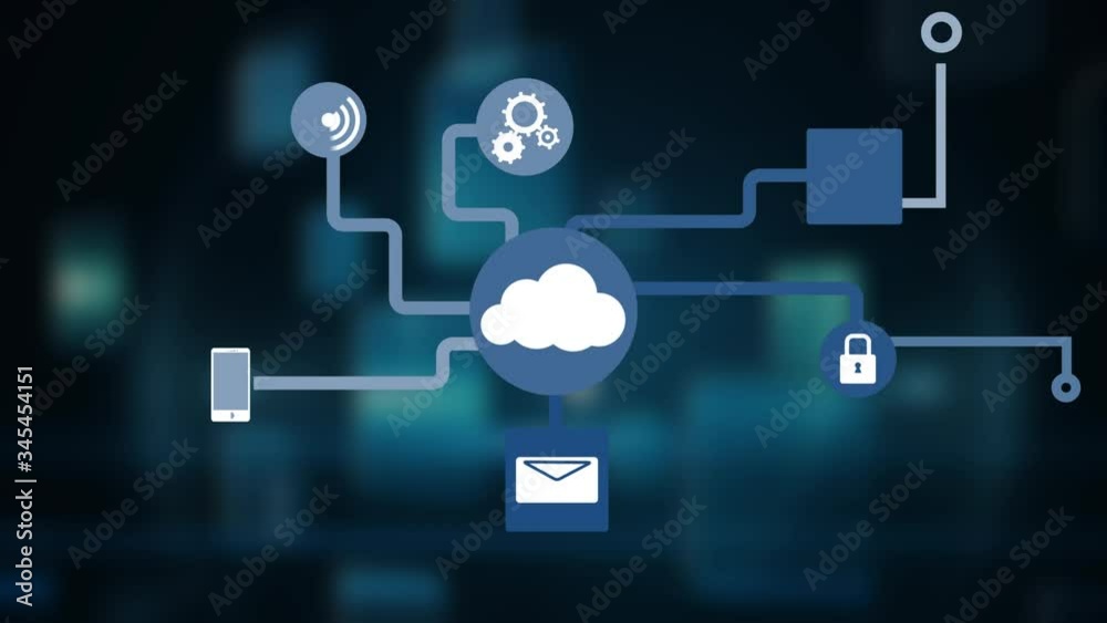 Animation of network of connections cloud computing Animation of network of connections cloud computing