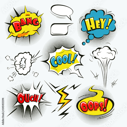 Set of  comic speech bubble and smoke Ilustration specialized effect