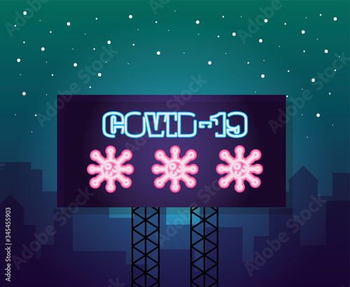 covid19 pandemic neon light style