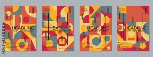 Flyers with abstract geometric retro color background vector design templates collection