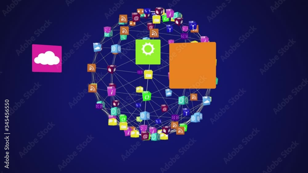 Animation of networks of connections of multiple interface icons