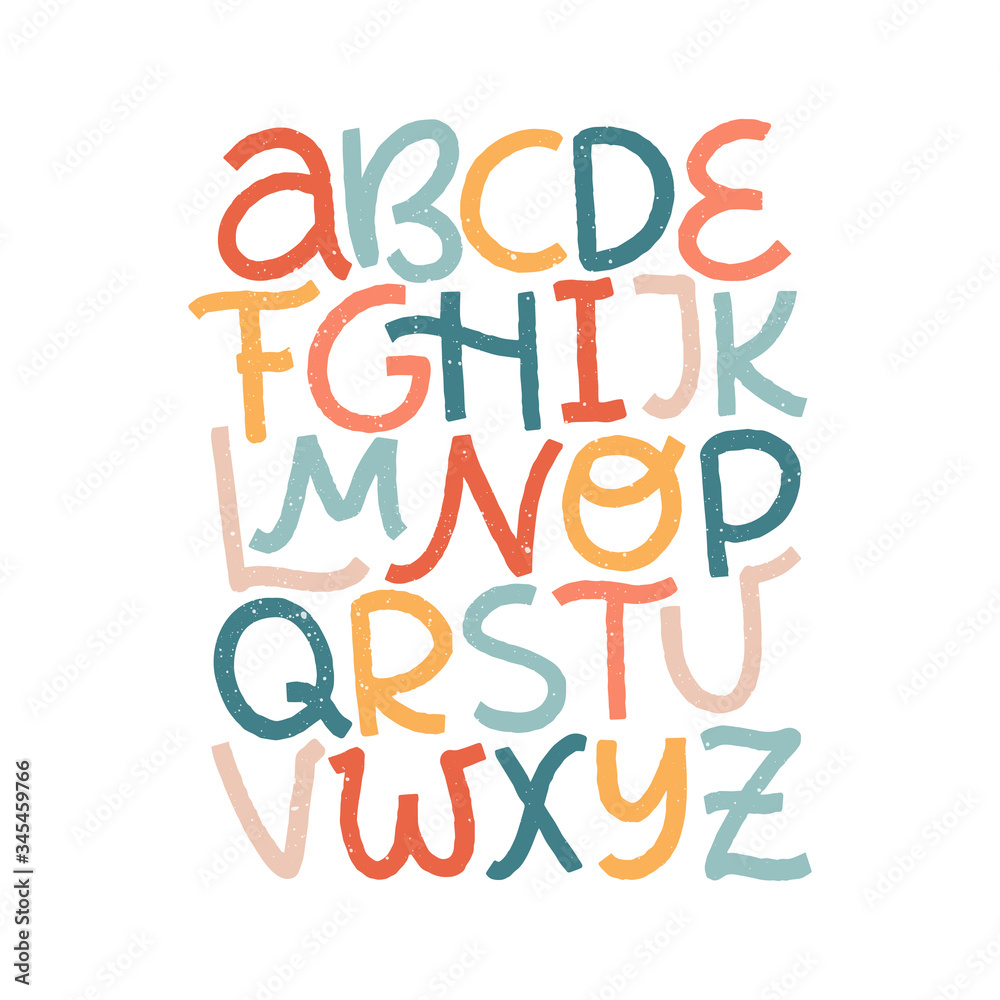 Cartoon English alphabet. ABC. Funny hand drawn graphic font. Cartoon English alphabet. ABC. Funny hand drawn graphic font.