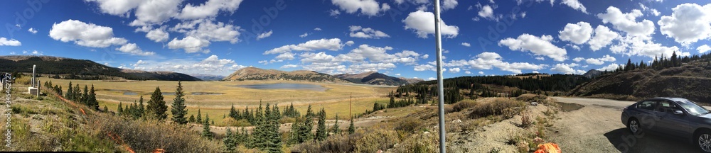 Panorama view on colorado mountains.