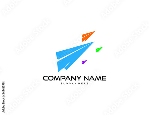 paper airplane logo design vector