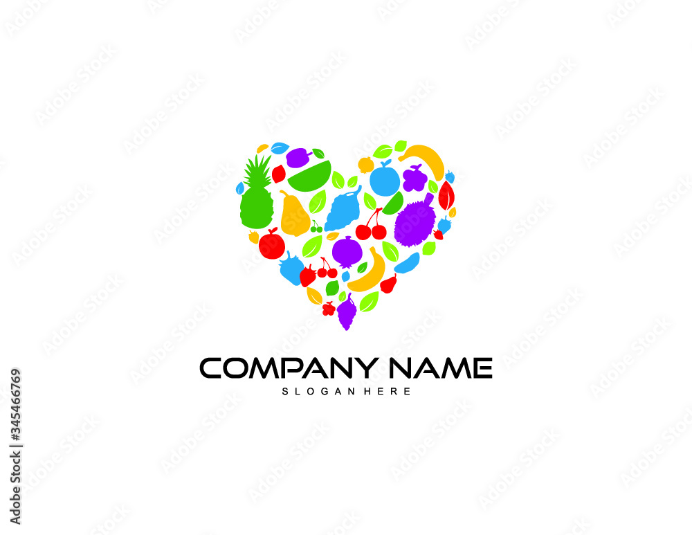 fruit logo design with heart shape vector fruit logo design with heart shape vector