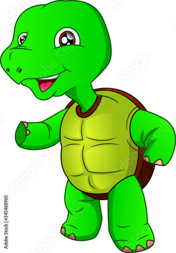 cute green turtle cartoon on a white background
