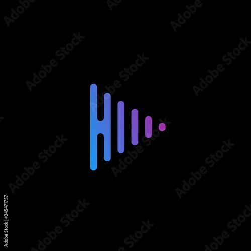 Vector Letter H sound wave music concept logo design template illustration eps 10