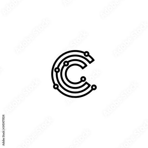 Vector Letter C with dots connect technology concept logo design template illustration eps 10