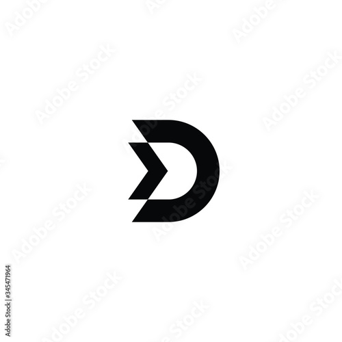 letter D with arrow icon logo vector design template concept. isolated on black backgroud