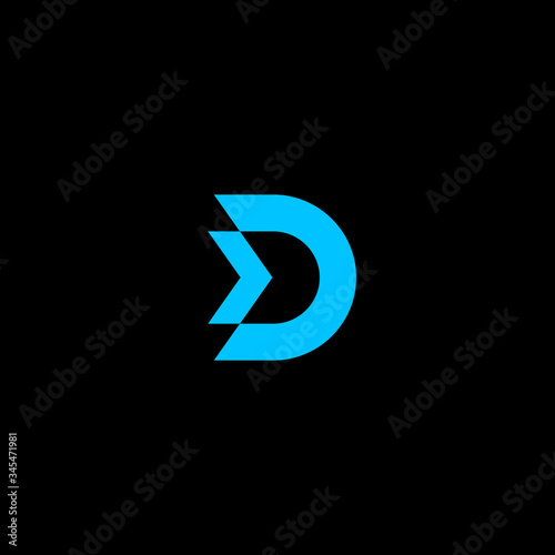 letter D with arrow icon logo vector design template concept. isolated on black backgroud