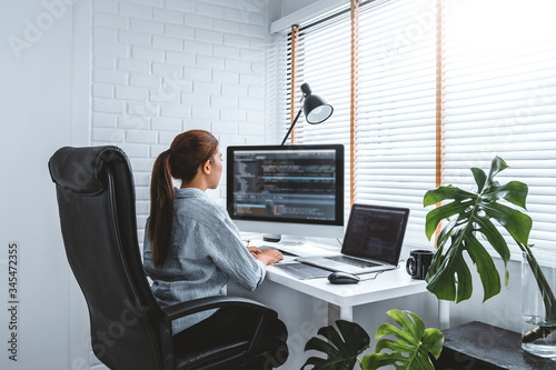 Tableau sur toile Developing programmer Development Website design and coding technologies working