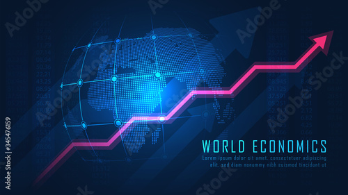Global financial trend in futuristic concept suitable for financial investment or Economic trends business idea and all art work design. Abstract finance background