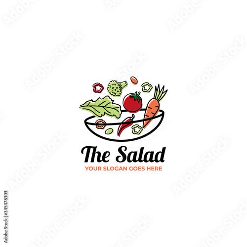 salad logo . flat salad logo illustration concept.