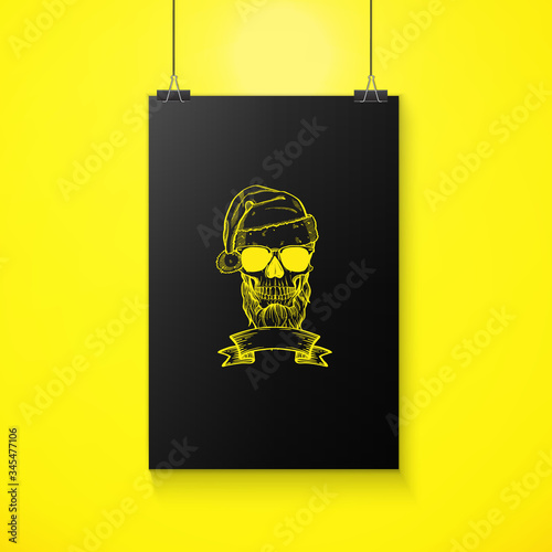 Hand drawn angry skull of Santa Claus
