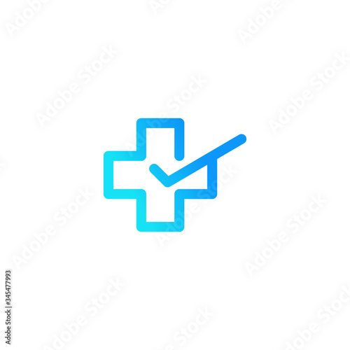 Medical cross with check mark logo design vector template