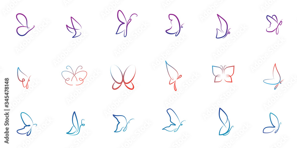 Set of Butterfly Logo Design