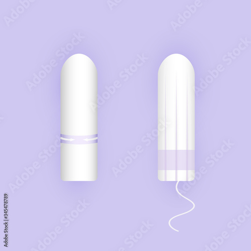 Feminine tampons icon. Woman menstrual care. Illustration of feminine hygiene products in a flat style.