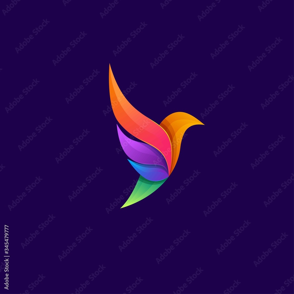 Bird logo colorful with illustration
