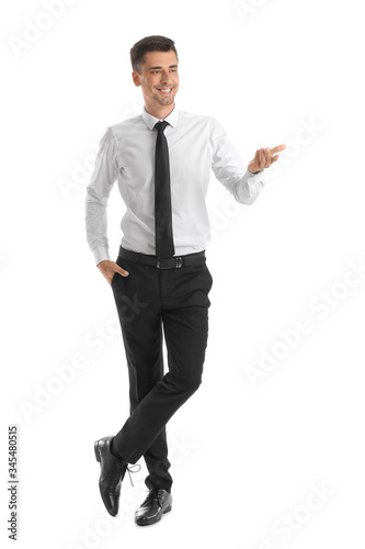 Tableau sur toile Portrait of handsome businessman on white background
