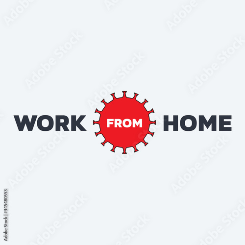 work from home vector banner on white background. concept of staying and working at home