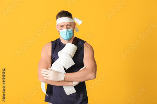 Funny man with toilet paper...