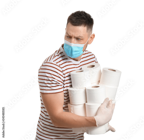Suspicious man in protectiv...