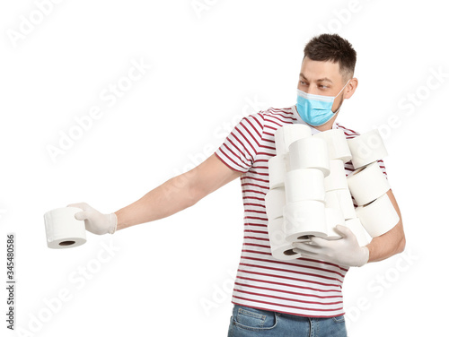 Man in protective mask and ...