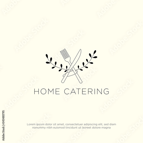 Home Catering logo design with rustic style, cooking in home vector set inspiration