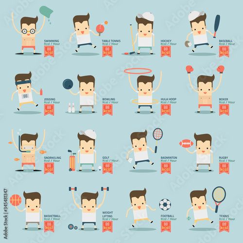 16 sportsman activities and calories burned infographics