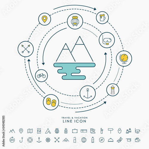 Wallpaper Mural travel and vacation line icon infographic Torontodigital.ca