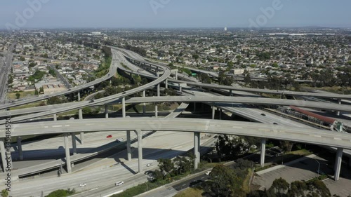 Los Angeles Freeway Aerial Footage no traffic Empty Roads 4K 110 Freeway 105 photo
