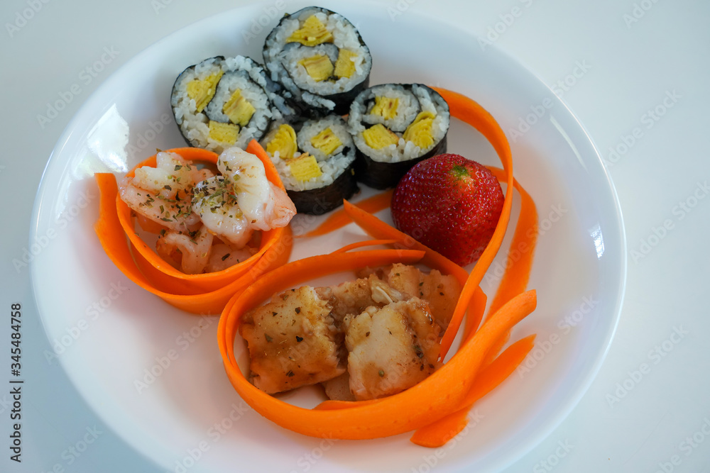 Sushi, shrimp fried restaurant menu