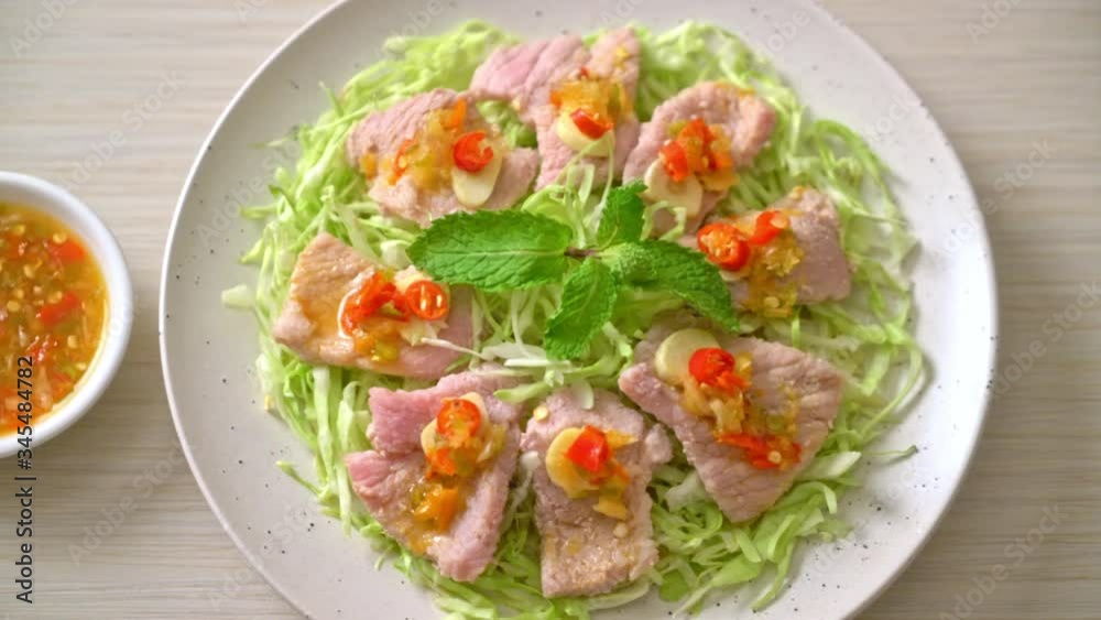 Spicy Pork Salad or Boiled Pork with Lime Garlic and Chili Sauce Spicy Pork Salad or Boiled Pork with Lime Garlic and Chili Sauce