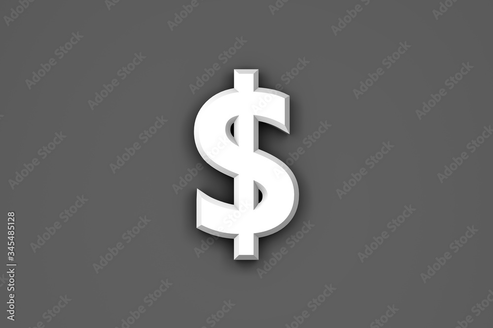 White paper style alphabet - dollar - peso sign isolated on grey background, 3D illustration of symbols White paper style alphabet - dollar - peso sign isolated on grey background, 3D illustration of symbols