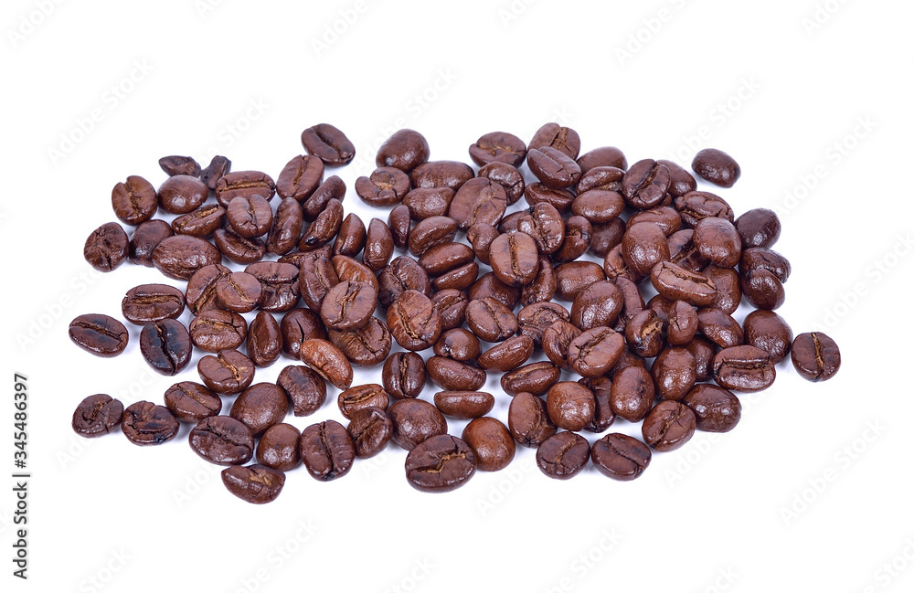 Coffee beans roasted on a white background Coffee beans roasted on a white background