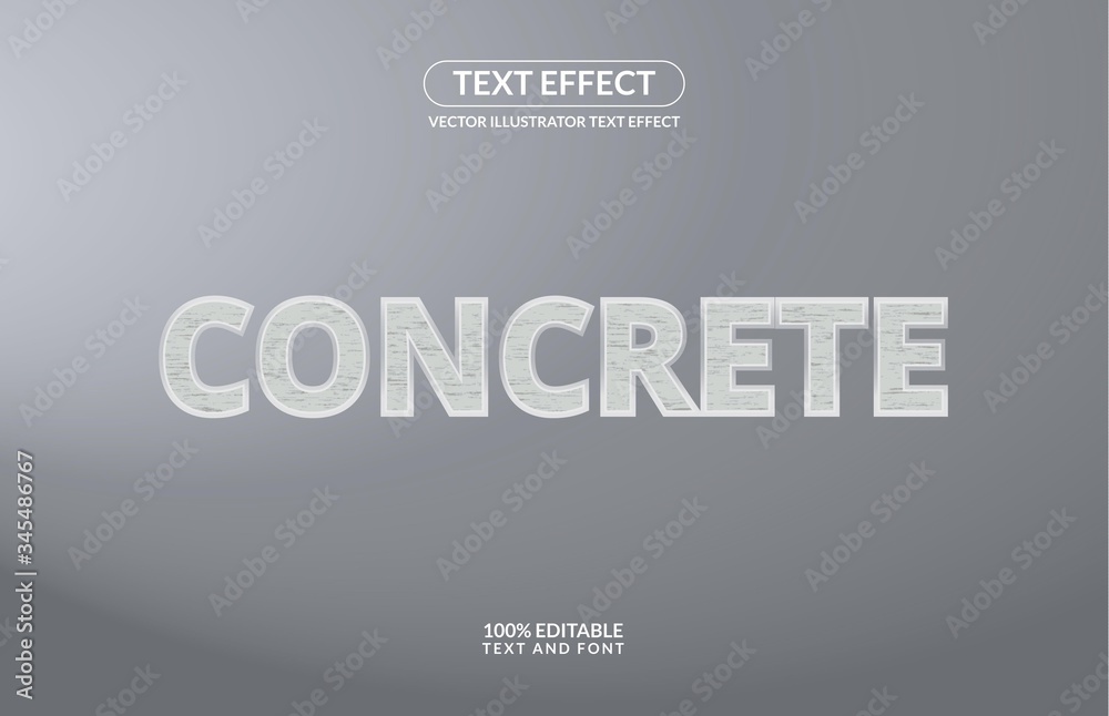 Editable Text Effect Concrete Vector Style for advertising, social media branding, and many and many More