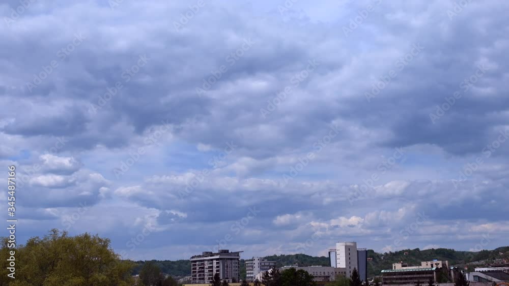 The movement of clouds above the city, cloud timelapse, cloudy weather in city The movement of clouds above the city, cloud timelapse, cloudy weather in city